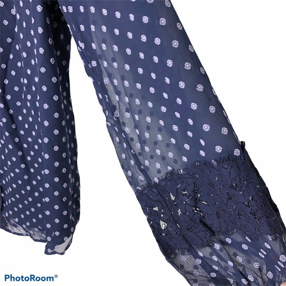 Isaac Mizrahi Live‎ 8 Clipped Dot Peasant Blouse - Picture 4 of 8